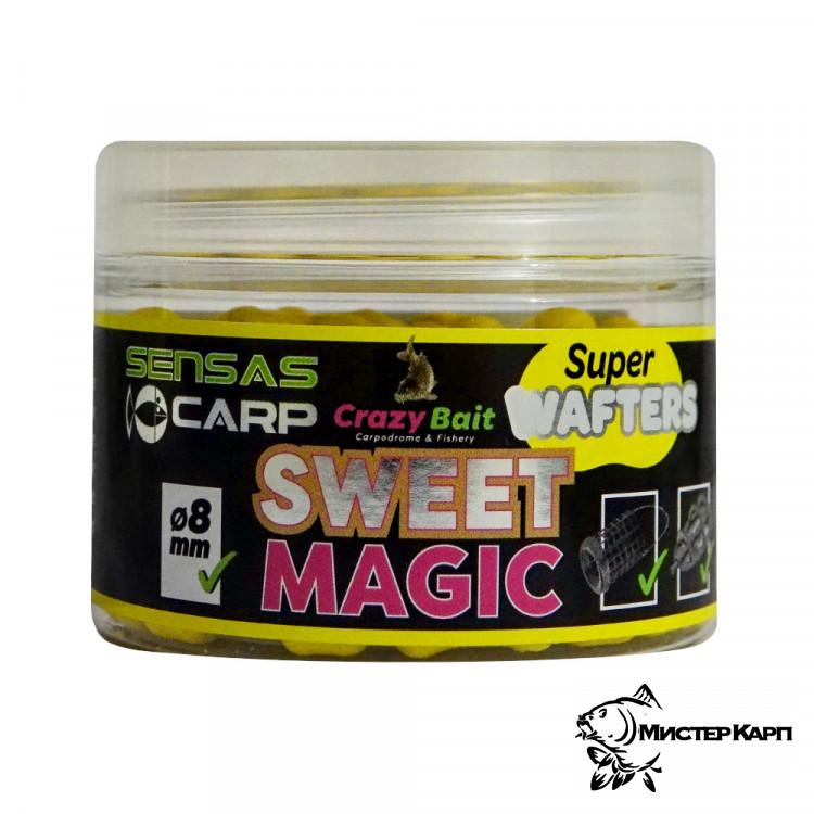 Бойлы нейтральной плавучести Sensas Crazy Baits Super Wafters Sweet Magic (Сладкий) 8 мм