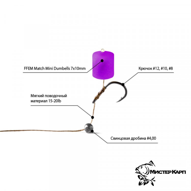 Плавающие бойлы FFEM Pop-Up Dumbells Match Mini Bloodworm (Мотыль) 7x10 мм