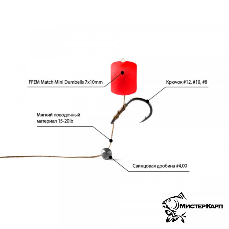 Плавающие бойлы FFEM Pop-Up Dumbells Match Mini Strawberry Jam (Клубника) 7x10 мм