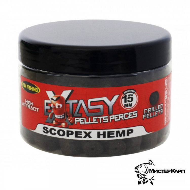 Пеллетс насадочный Fun Fishing EXTASY Pellets Scopex Hemp (Скопекс & Конопля) 15 мм 250 гр