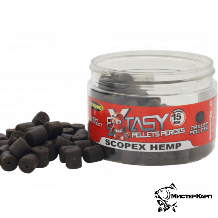 Пеллетс насадочный Fun Fishing EXTASY Pellets Scopex Hemp (Скопекс & Конопля) 15 мм 250 гр