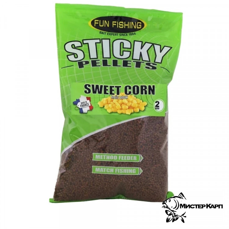 Пеллетс Fun Fishing Sticky Pellets Sweet Corn (Сладкая Кукуруза) 2 мм 700 гр