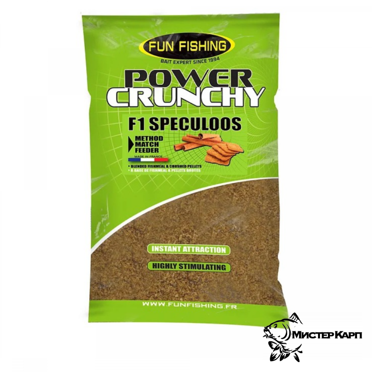 Прикормочная смесь Fun Fishing Power Crunchy F1 Spéculoos (Корица & Печенье) 2 кг